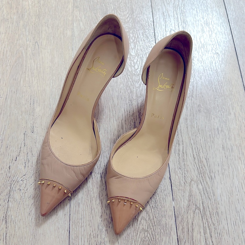 Red Bottoms tan coloured pumps